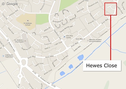 Hewes Close map